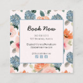 Floral Hair Stylist Make-up Salon Vierkante Visitekaartje (Achterkant)