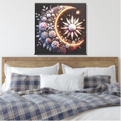 Floral Half Moon Stretched Canvas (Insitu (Slaapkamer))