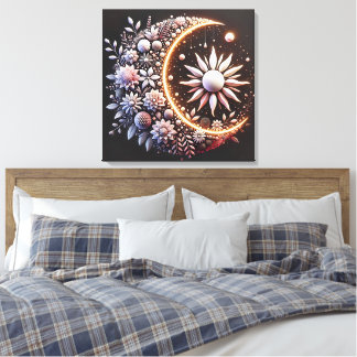 Floral Half Moon Stretched Canvas Afdruk