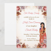 Floral Half Saree Ceremony Invitation Kaart (Voorkant / Achterkant)