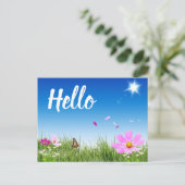 Floral Hallo Daisy Butterfly Wildbloemen Vrienden Briefkaart (Staand voorkant)