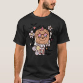 Floral Hallo Herfst Vibes Cute Groovy Pumpkin T-shirt (Voorkant)