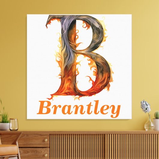 Floral Halloween Aangepaste Naam Letter B Monogram Canvas Afdruk (Insitu (Woonkamer))
