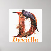 Floral Halloween Aangepaste Naam Letter D Monogram Canvas Afdruk (Voorkant)