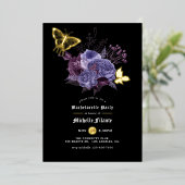 Floral Halloween Gothic Bachelorette Party Folie Uitnodiging (Staand Voorkant)