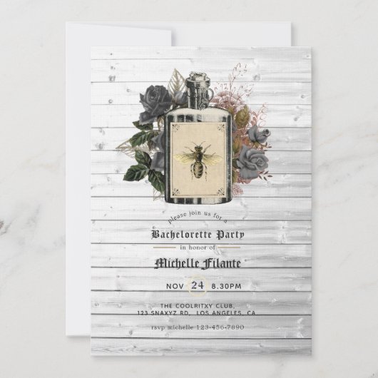 Floral Halloween Gothic Bachelorette Party Invitat Kaart (Voorkant)