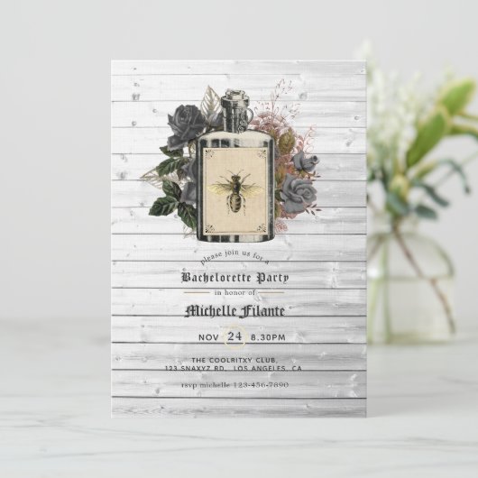 Floral Halloween Gothic Bachelorette Party Invitat Kaart (Staand voorkant)