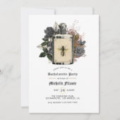 Floral Halloween Gothic Bachelorette Party Invitat Kaart (Voorkant)