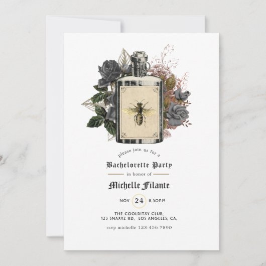 Floral Halloween Gothic Bachelorette Party Invitat Kaart (Voorkant)
