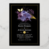 Floral Halloween Gothic Rehearsal Dinner Folie Uitnodiging (Voorkant)