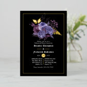 Floral Halloween Gothic Rehearsal Dinner Folie Uitnodiging (Staand Voorkant)