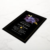 Floral Halloween Gothic Rehearsal Dinner Folie Uitnodiging (Gedraaid)