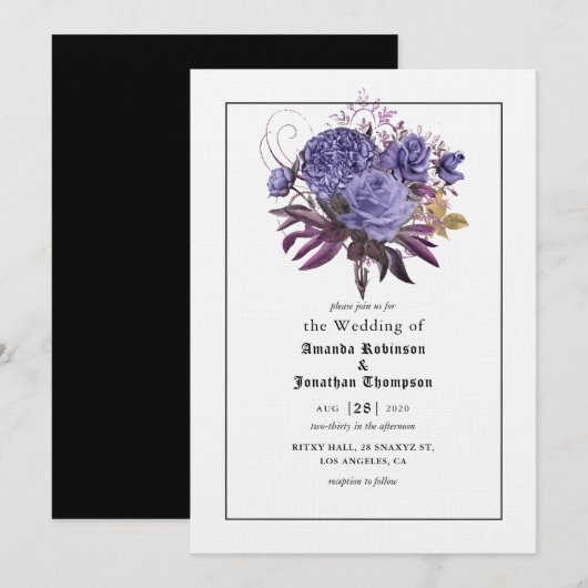 Floral Halloween Gothic Wedding Invitation Kaart (Voorkant / Achterkant)