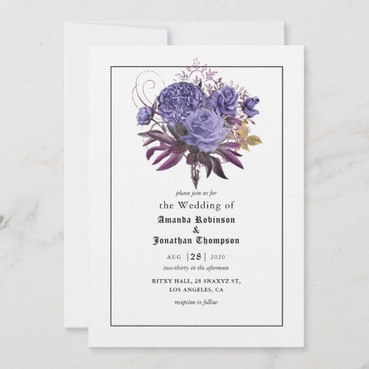 Floral Halloween Gothic Wedding Invitation Kaart (Voorkant)