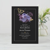 Floral Halloween Gothic Wedding Invitation Kaart (Staand voorkant)