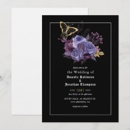 Floral Halloween Gothic Wedding Invitation Kaart