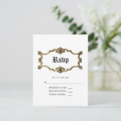 Floral Halloween Gothic Wedding RSVP Kaartje (Staand voorkant)