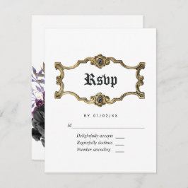 Floral Halloween Gothic Wedding RSVP Kaartje