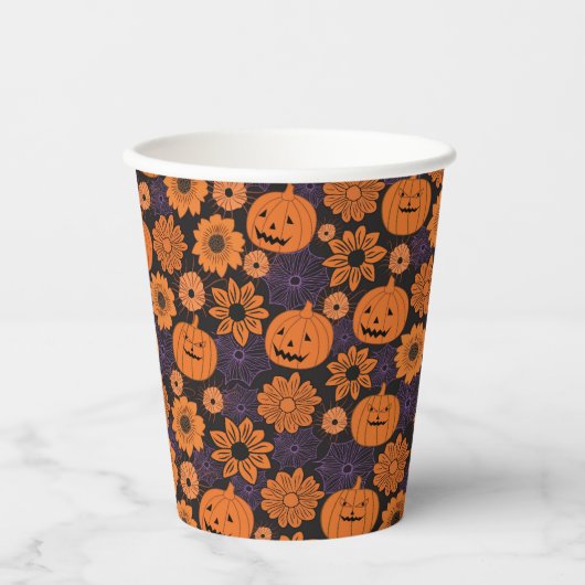 Floral Halloween Papieren Bekers (Voorkant)