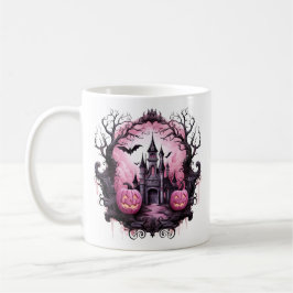 Floral Halloween Pink Haunted House Koffiemok