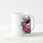 Floral Halloween roze pompoen Koffiemok (Voorkant rechts)