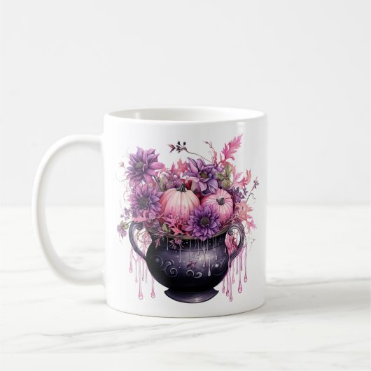 Floral Halloween roze pompoen Koffiemok (Links)