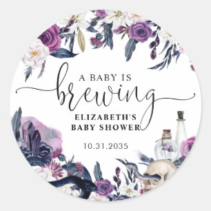 Floral Halloween Skull Baby is Brouwdouche Ronde Sticker