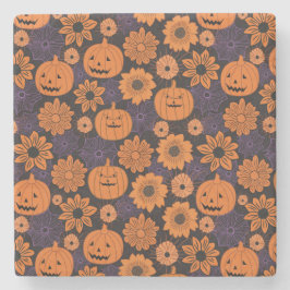 Floral Halloween Stenen Onderzetter