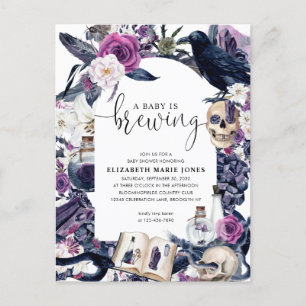 Floral Halloween Tombstone Baby is een broedmachin Briefkaart