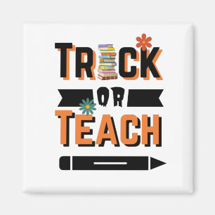 Floral Halloween Trick of Teach Magneet