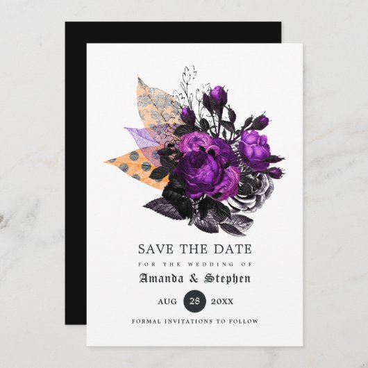 Floral Halloween Wedding Save The Date (Voorkant / Achterkant)