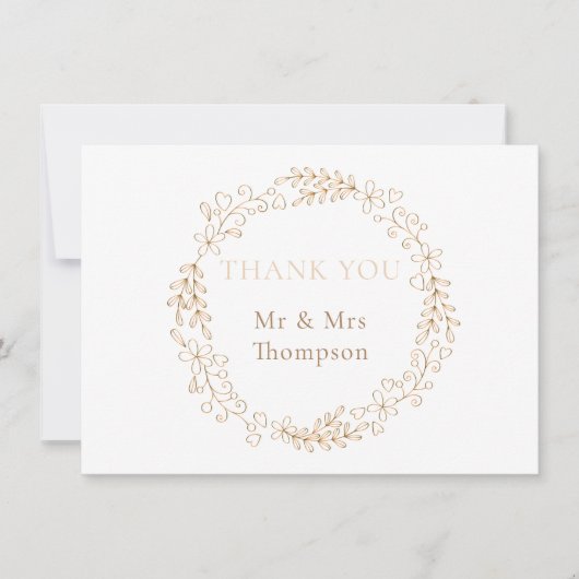 Floral Halo Laurel Garland bruiloft dank u Bedankkaart (Voorkant)
