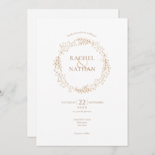 Floral Halo Laurel Garland bruiloft Kaart (Voorkant / Achterkant)