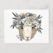 Floral Halo Sheep Briefkaart (Voorkant)