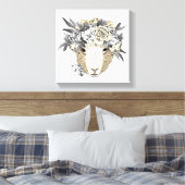 Floral Halo Sheep Canvas Afdruk (Insitu (Slaapkamer))