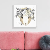 Floral Halo Sheep Canvas Afdruk (Insitu (Woonkamer))