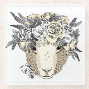 Floral Halo Sheep Glazen Onderzetter