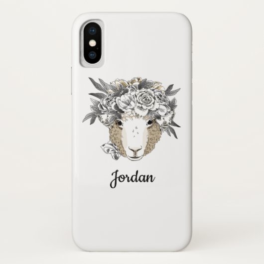 Floral Halo Sheep | Jouw namen toevoegen Case-Mate iPhone Case (Achterkant)