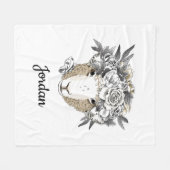 Floral Halo Sheep | Jouw namen toevoegen Fleece Deken (Voorkant (Horizontaal))