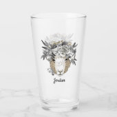 Floral Halo Sheep | Jouw namen toevoegen Glas (Achterkant)