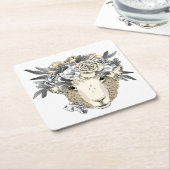 Floral Halo Sheep Kartonnen Onderzetters (Schuin)