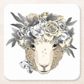 Floral Halo Sheep Kartonnen Onderzetters (Voorkant)