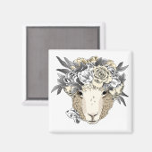 Floral Halo Sheep Magneet (Voorkant / Achterkant)