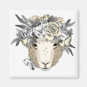 Floral Halo Sheep Magneet