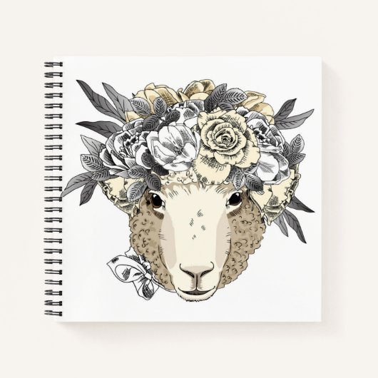 Floral Halo Sheep Notitieboek (Voorkant)