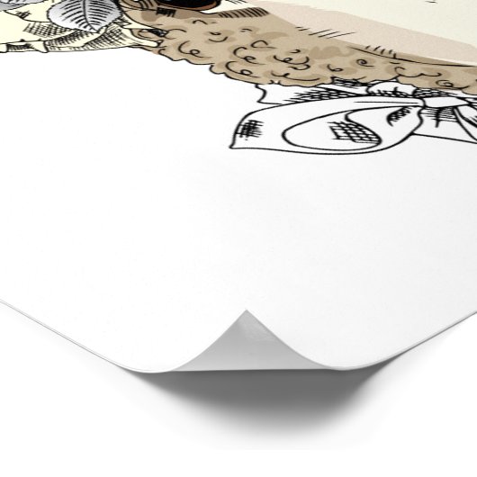 Floral Halo Sheep Poster (Hoek)