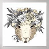 Floral Halo Sheep Poster (Voorkant)