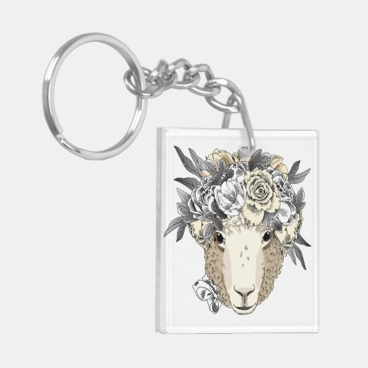 Floral Halo Sheep Sleutelhanger (Voorkant Links)