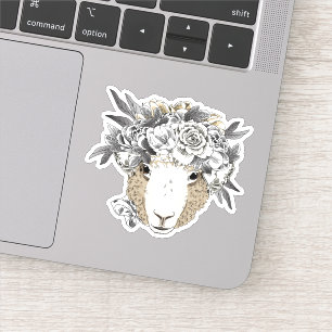 Floral Halo Sheep Sticker