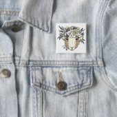 Floral Halo Sheep Vierkante Button 5,1 Cm (In situ)